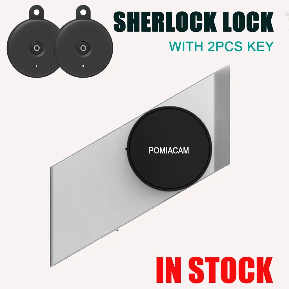 in Stock Sherlock S2 Electronic Door Lock Add 2Pcs Keys Electric Smart Lock Bluetooth Wireless APP Phone Control, silver / black