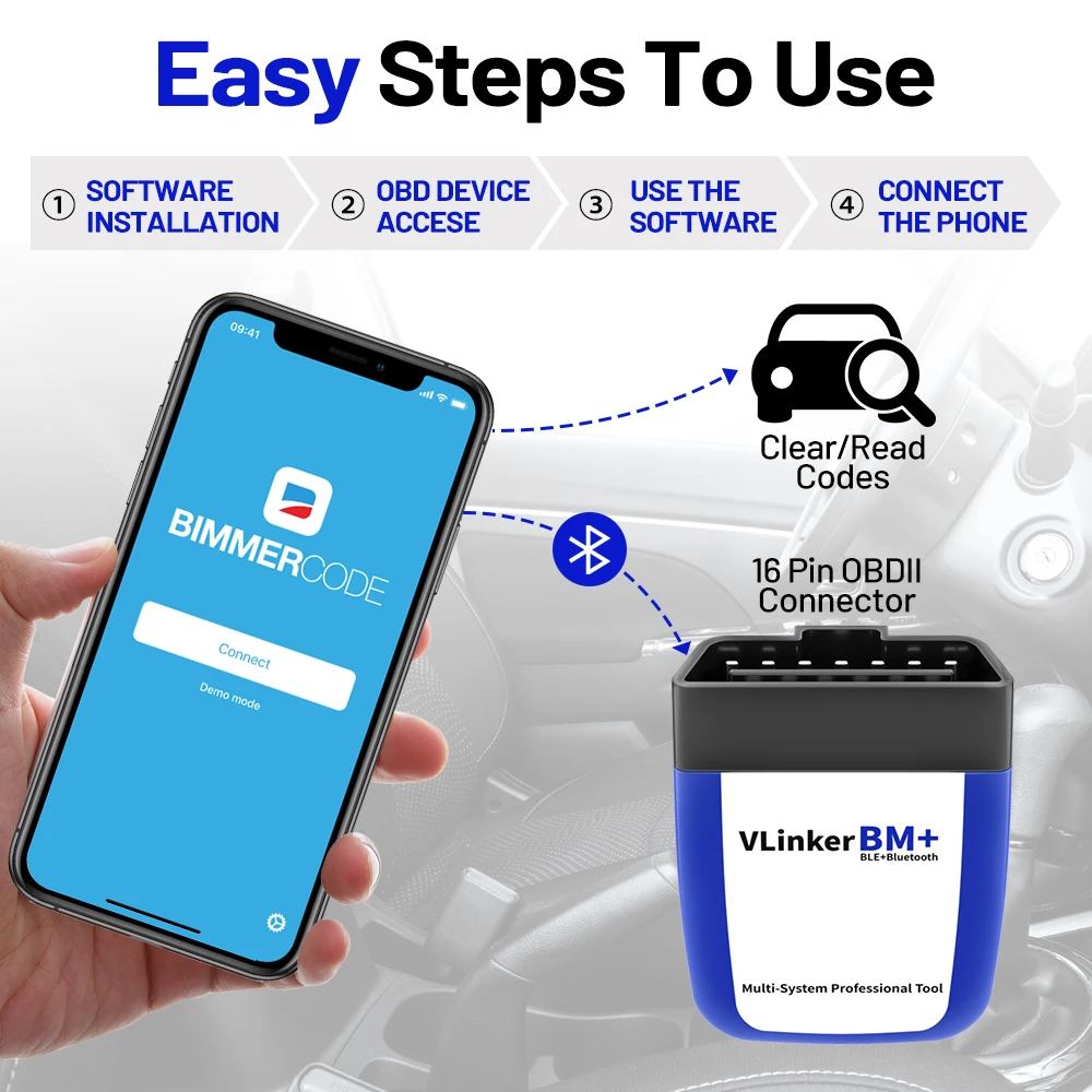 Автомобильный диагностический сканер Vgate vLinker BM + ELM327 V2.2 для BMW OBD2 Bluetooth 4 0 Wi-Fi OBD 2 PK