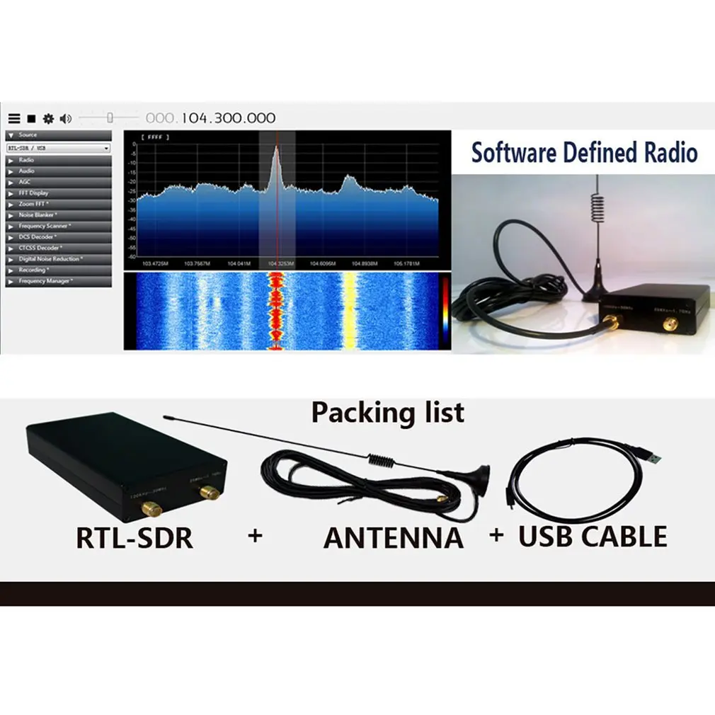 

Radio Receiver 100KHz-1.7GHz Full Band UV HF RTL-SDR USB Tuner RTLSDR USB Dongle With RTL2832u R820t2 RTL SDR Receiver