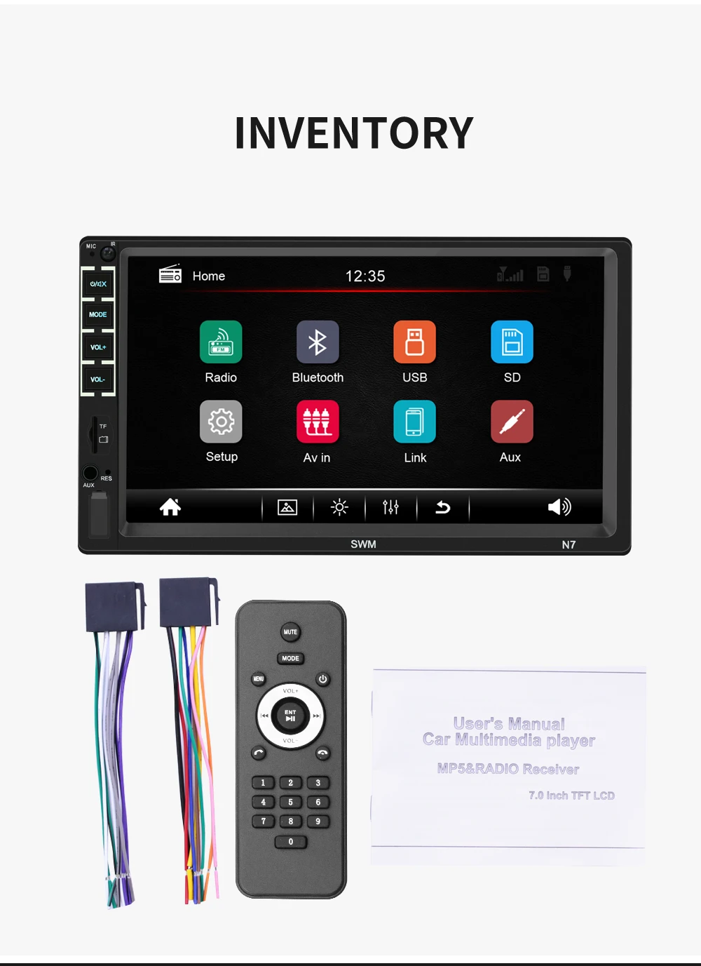 Автомобильный 2 Din USB радио Видео мультимедийный плеер " Mirror Link HD Универсальный авто стерео аудио WiFI Bluetooth EQ