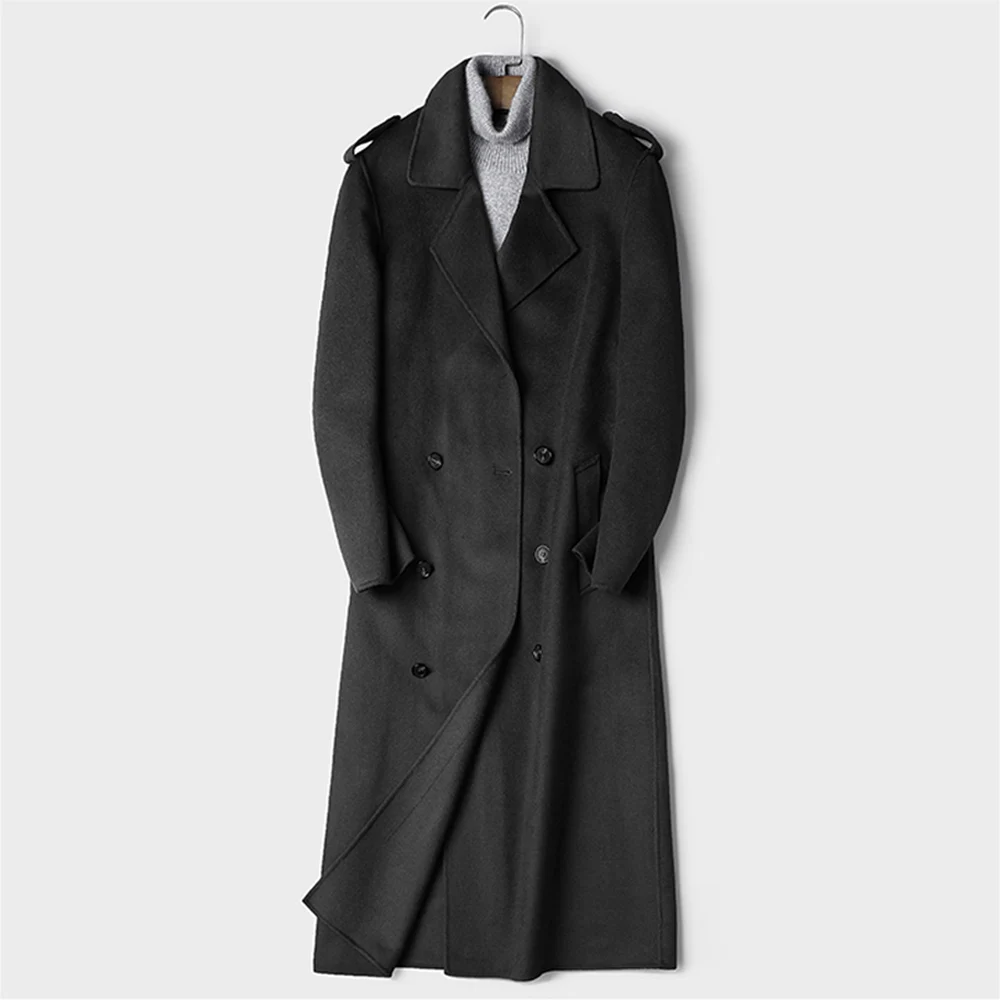 

2021 Double Breasted Long Autumn 50% Woolen Clothes Men Spring Fashion Businessmen Quality Wool Jacket Long Woolen Overcoat