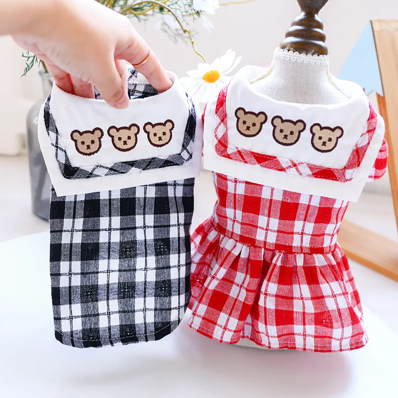 

Spring and Summer New Pet Clothes Dog Skirt Plaid Dress Animal Printed Puppy Clothes for Teddy Chihuahua Yorkie Pet Costume