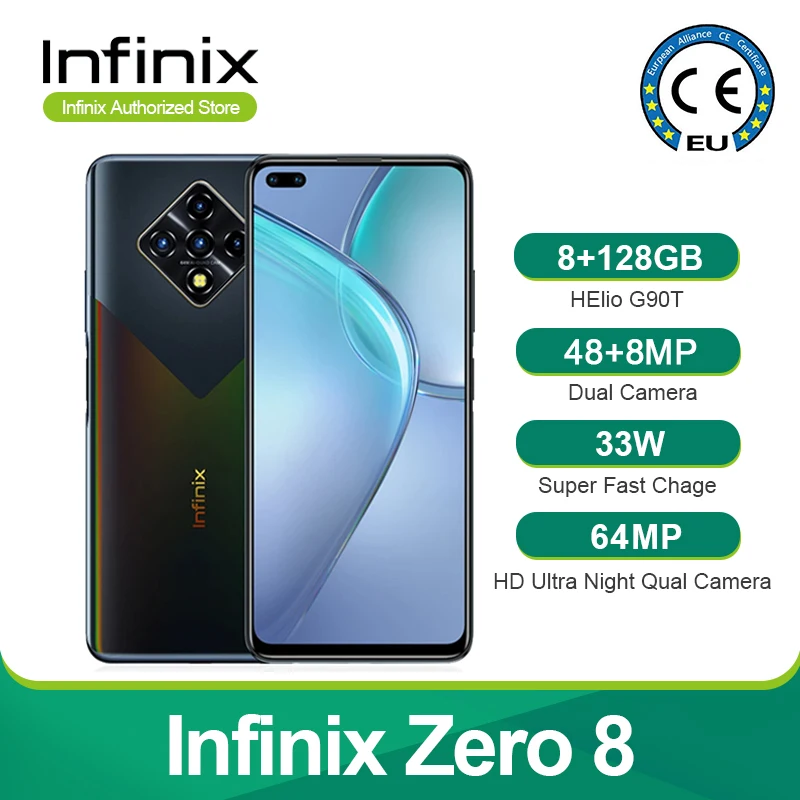 Новый Infinix ноль 8 глобальная Версия 8GB 128GB смартфон 6 85 ''fhd 90 Гц Full Экран 64