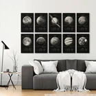 Картина на холсте с изображением вселенной, космоса, солнечной системы, планет, земли, Луны, Венеры, Сатурна, учебный плакат