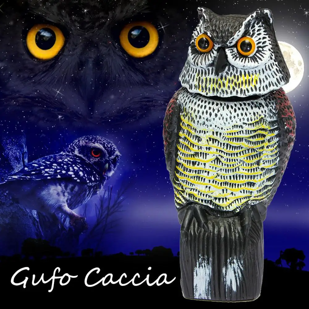 Outdoor Hunting Realistic Bird Scarer Rotating Head Owl Decoy Protection Repellent Pest Control Scarecrow Garden Yard Decor | Дом и сад