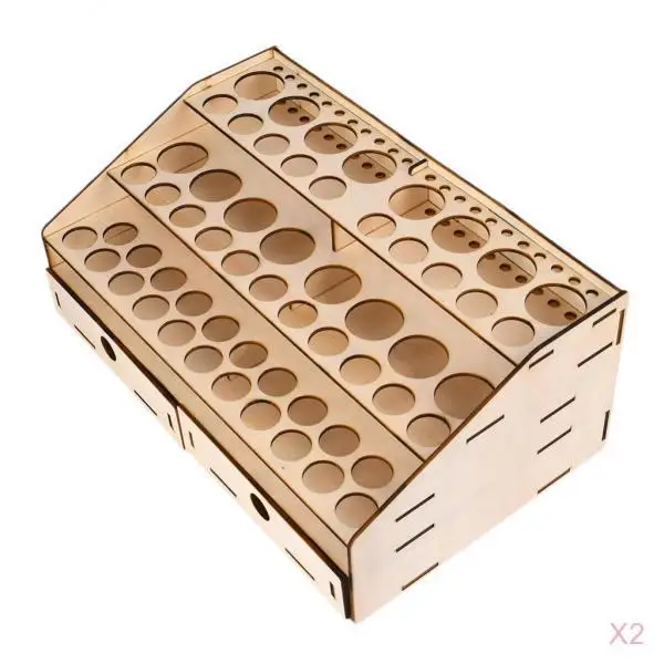 

Pack of 2 58 Holes Module Paint Brushes Epoxy Tool Wooden Organizer Stand