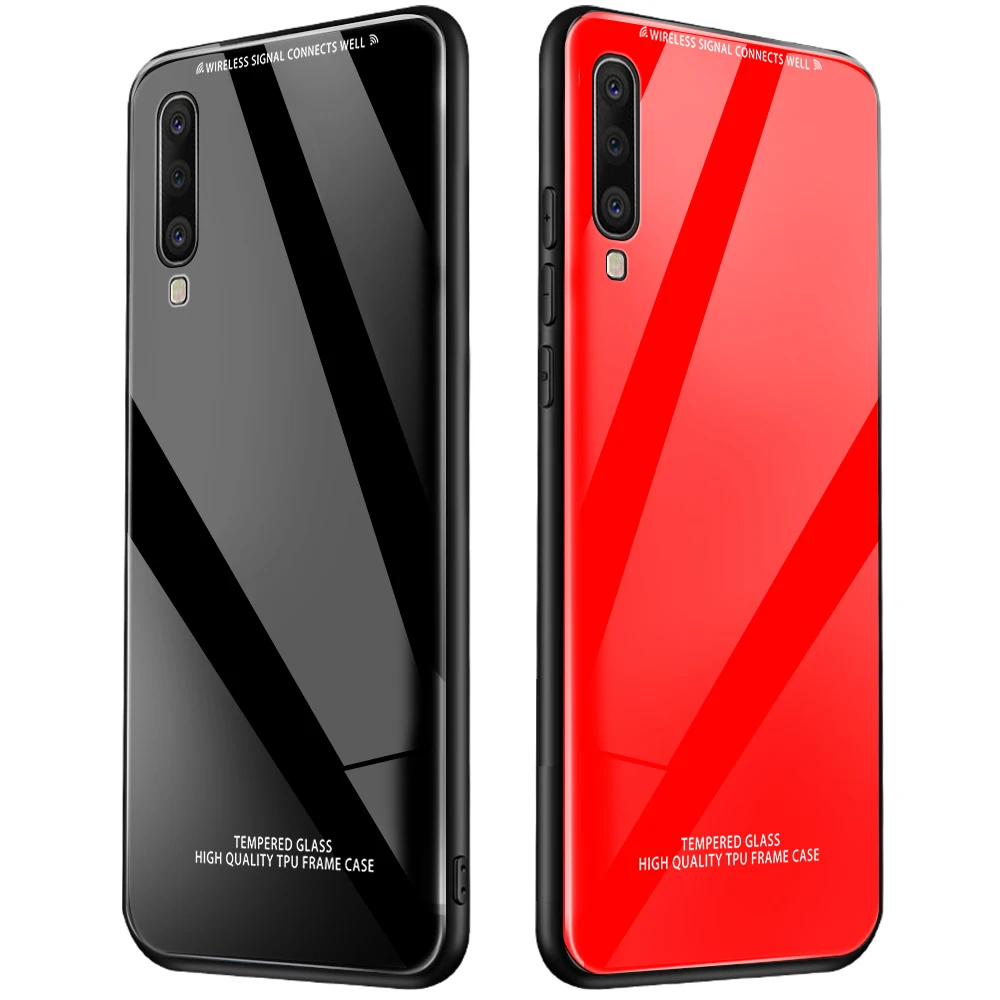 Phone Case For Samsung Galaxy A30 A50 A40 A70 A20 A10 A20e M20 A7 A8 A9 A6 Plus 2018 Tempered Glass Back Soft TPU Silicone Cover | Мобильные