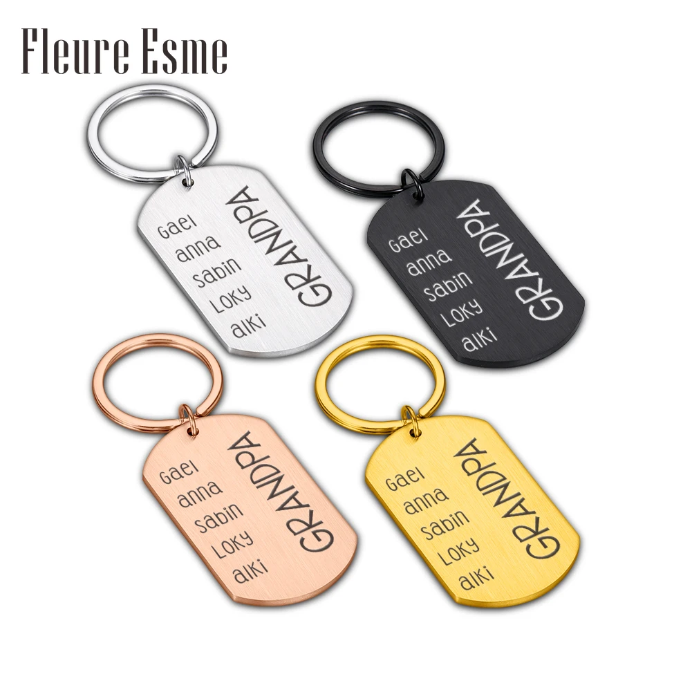 

Personalized Name KeyChains Fathers Day Gifts Grandpa Car Key Tag Birthday Gift For Grandfather From Granddaughter Grandson