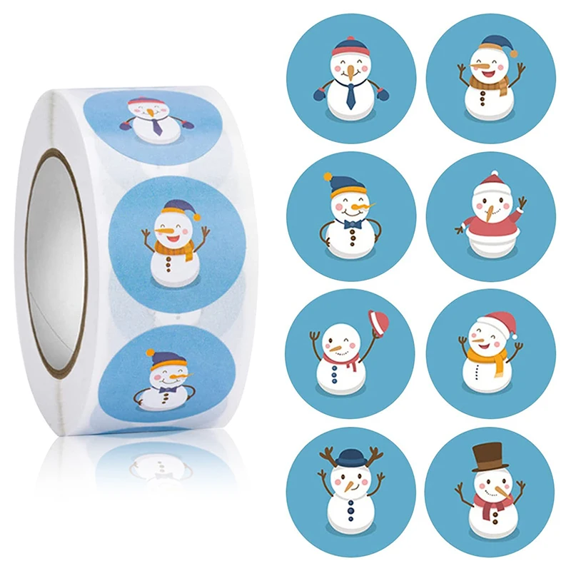 

3 Designs Merry Christmas Stickers 500pcs Animals Snowman Trees Decorative Stickers Wrapping Gift Box Label Christmas Tags