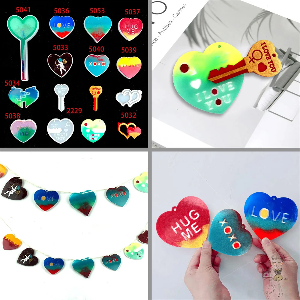 

2022 Lover Girlfriend Mobile Keychain Epoxy Silicone Mold DIY Crystal Epoxy Cross-border Creative Valentine's Day Series