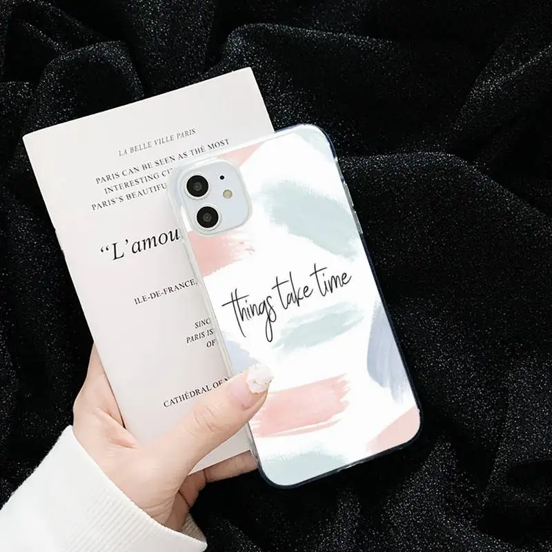 

Color background maxim motivating text Phone Case Transparent for iPhone 6 7 8 11 12 s mini pro X XS XR MAX Plus cover funda