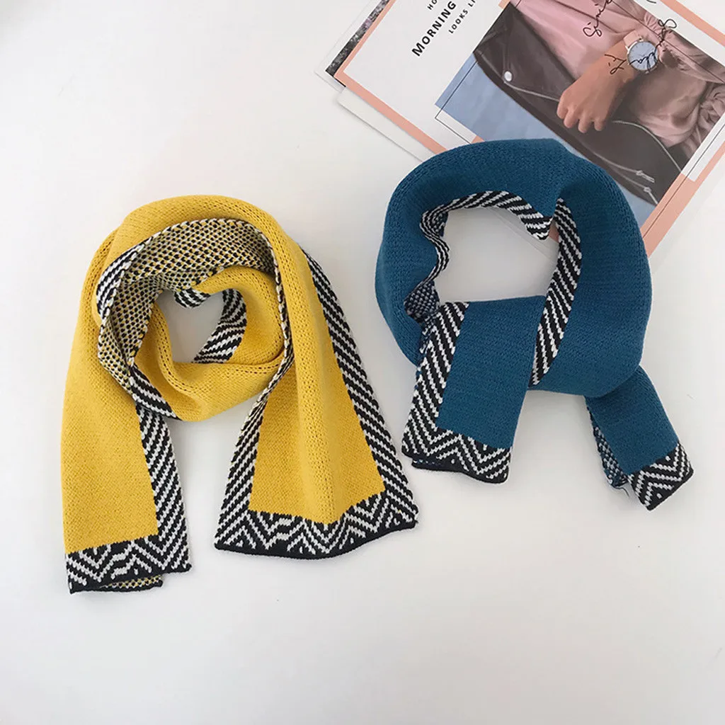 Зимний шарф Женский клетчатый женский модный короткий в полоску вязаный