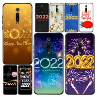 christmas happy new year 2022 for xiaomi redmi k40 gaming k30i k30t k30s k30 ultra k20 10x pro 5g black soft phone case