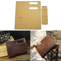 1 set of diy leather handmade craft handbags mens clutch bags document bags sewing patterns hard kraft paper mold templates
