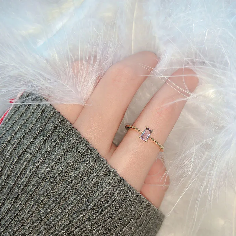 

Fashion Jewelry Elegant Japanese And Korean Version Of Purple Zircon Ring Personality Simple Ladies Ring Manufacturers Wholesale