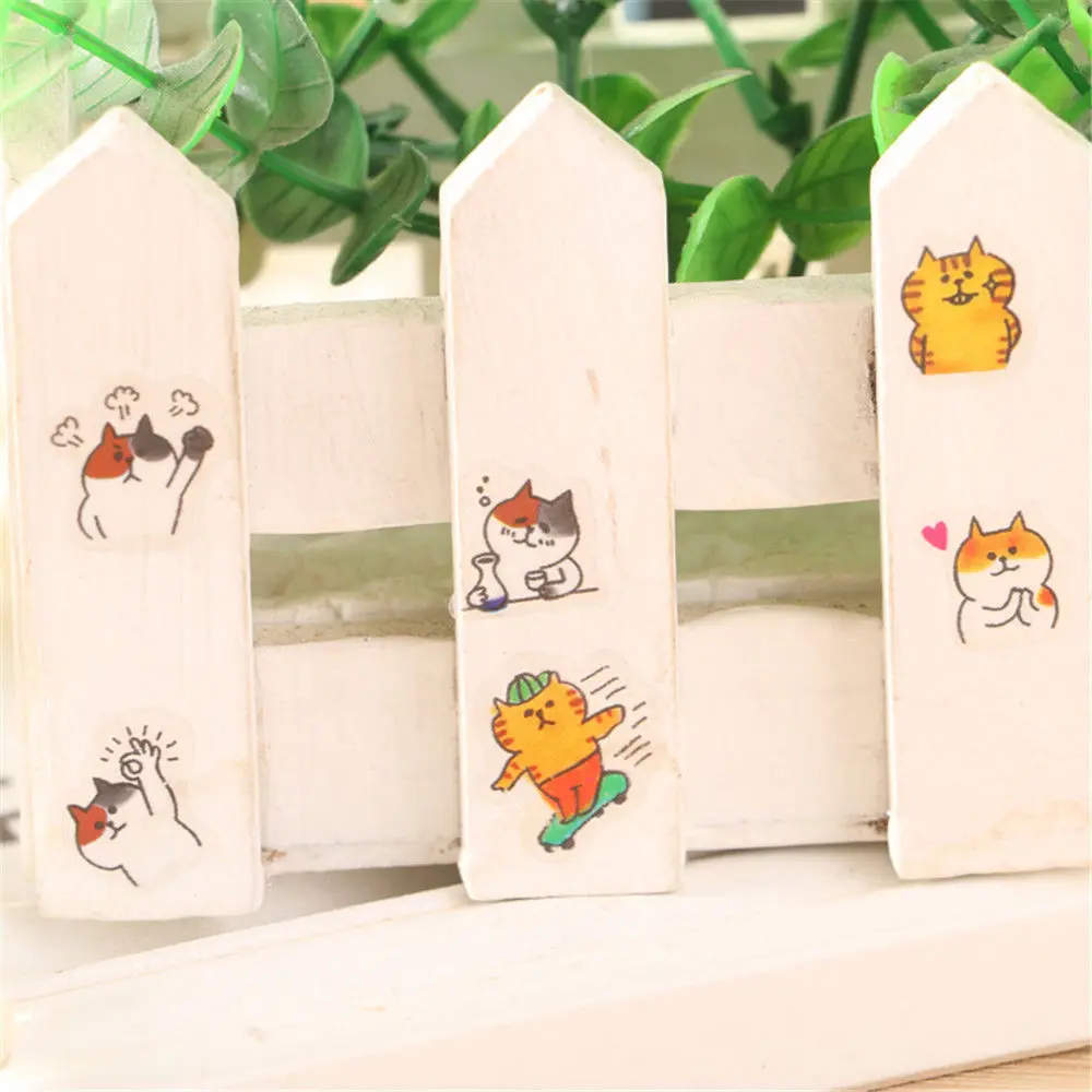 6 листов/уп с рисунком в виде котиков ПВХ наклейки Kawaii канцелярские для