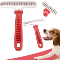 dematting pet comb stainless steel pins combs dog cat grooming undercoat rake brush pets groomer reduces knots tangles instantly