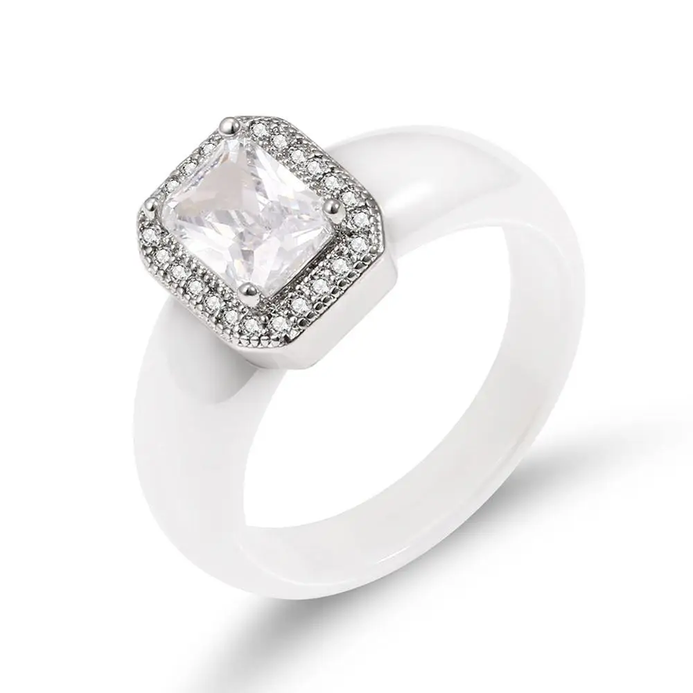 

Новое модное керамическое кольцо 6 мм с большим кристаллом циркония благородное изысканное необычное ювелирное изделие для женщин свадебн...