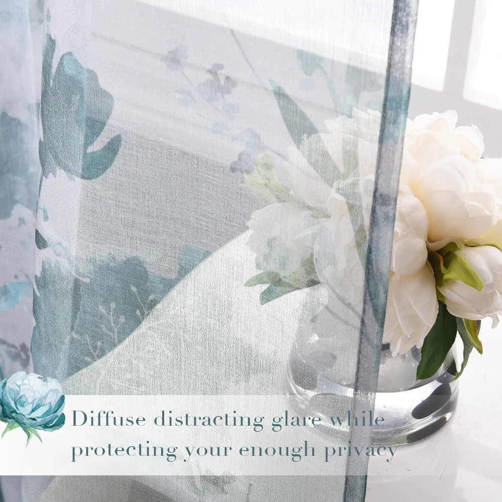 1 шт. прозрачные шторы из искусственной льняной ткани с принтом | Дом и сад