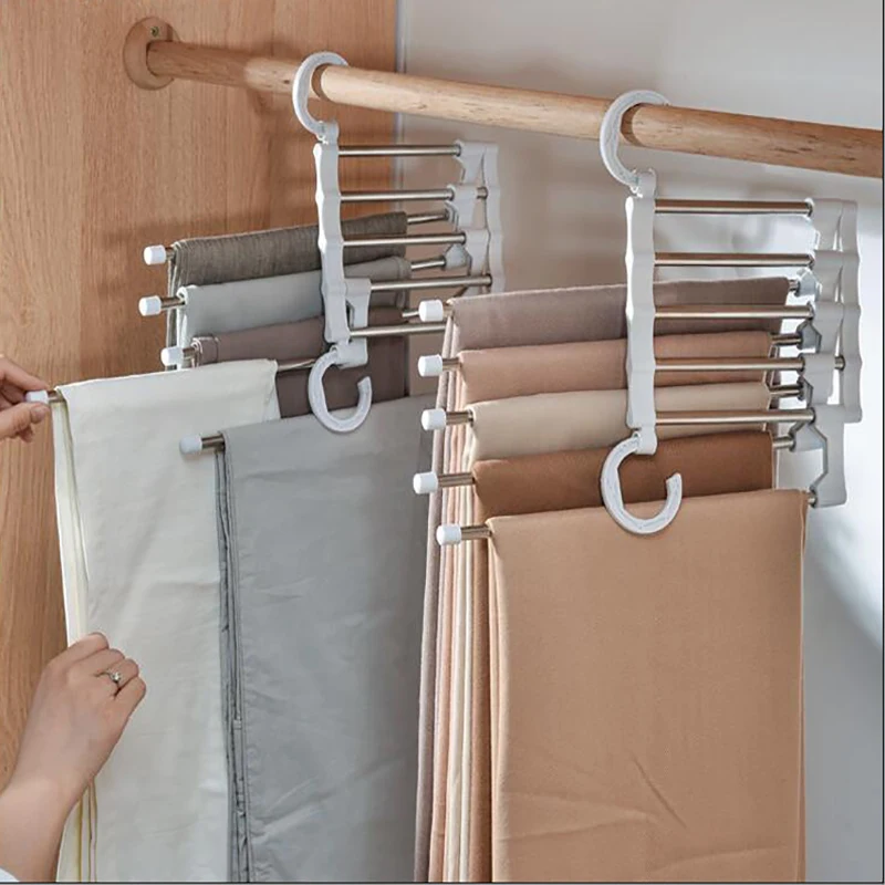 

5 in 1 Pant Rack shelves Clothes Rack Stainless Steel Clothes Hanger Multi-functional Wardrobe Magic Hanger Storage Organizer