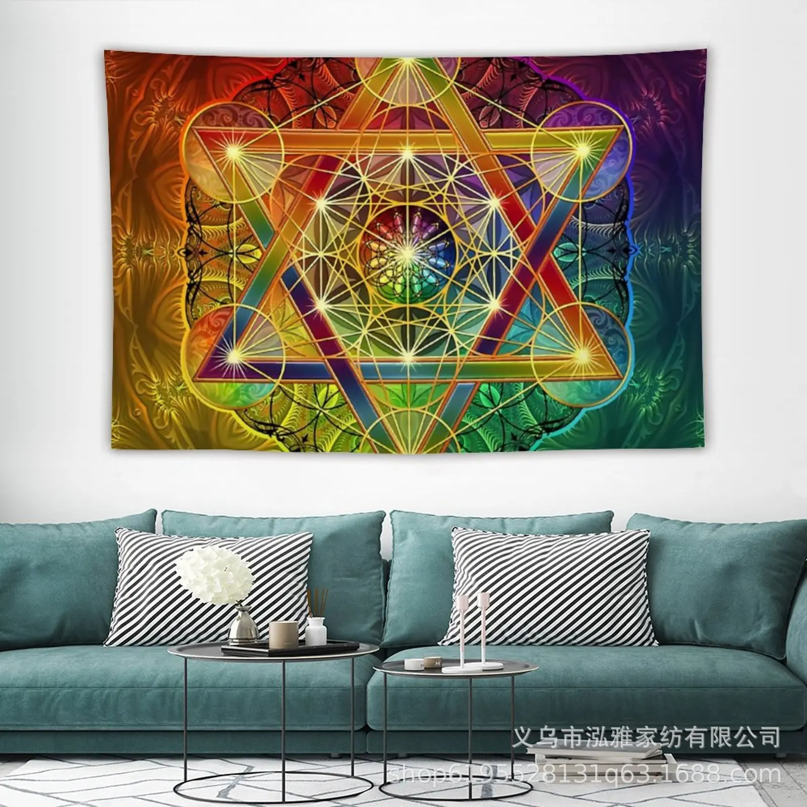 Фотофон Metatron психоделический гобелен настенный шестигранный Metatron's Cube ковер
