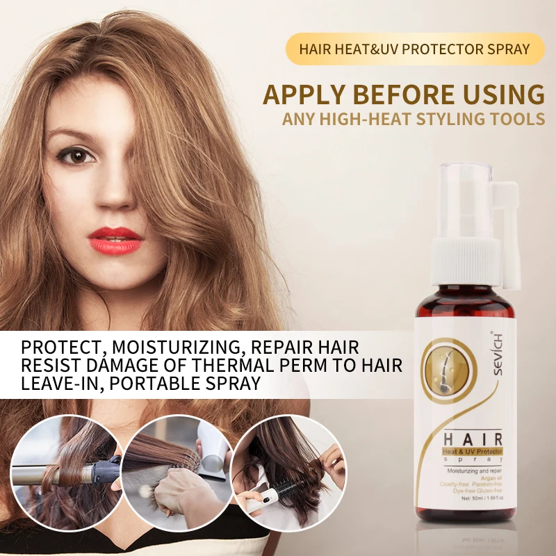 

Sevich Hair Heat Protect Spray UV Protector Essence 50ml for High Temperature Repair Perm Damage Anti Extreme Heat Moisturizing