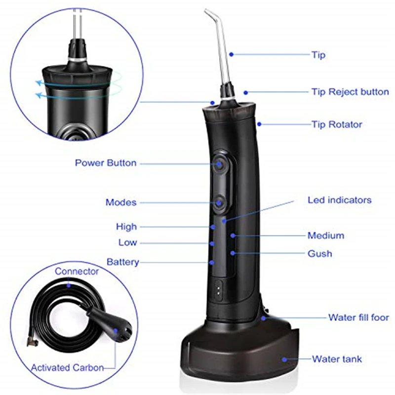 360°Oral ирригатор беспроводной воды Flosser USB Перезаряжаемый с защитой от утечки стоматологический IPX7 водонепроницаемый зуб очиститель поплавки