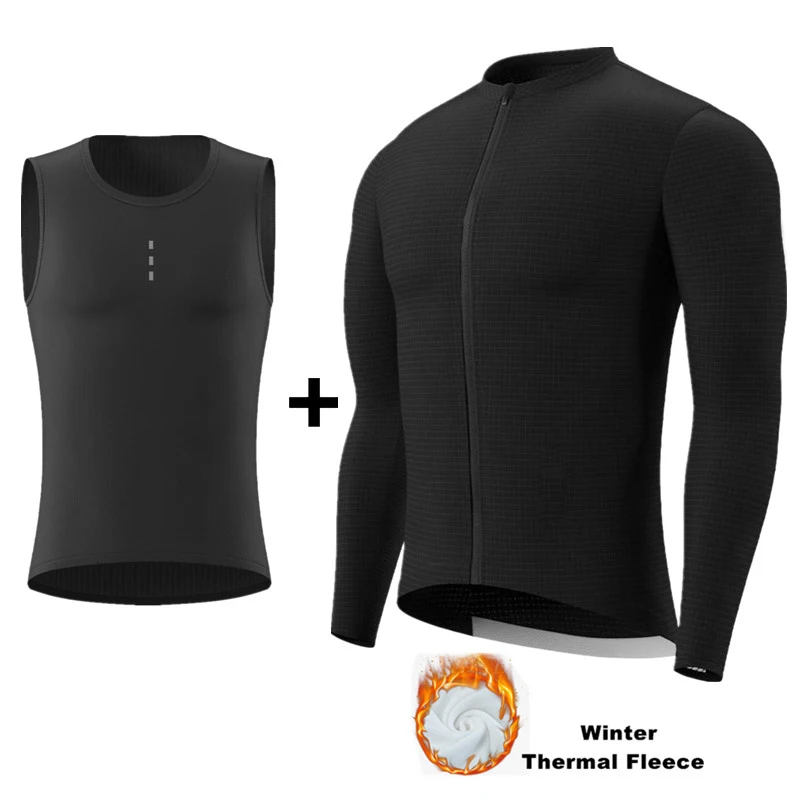 

Long sleeve Winter thermal fleece Cycling Clothes men Cycling Jersey & Thin vest MTB bike clothing Bicycle suit can add logo