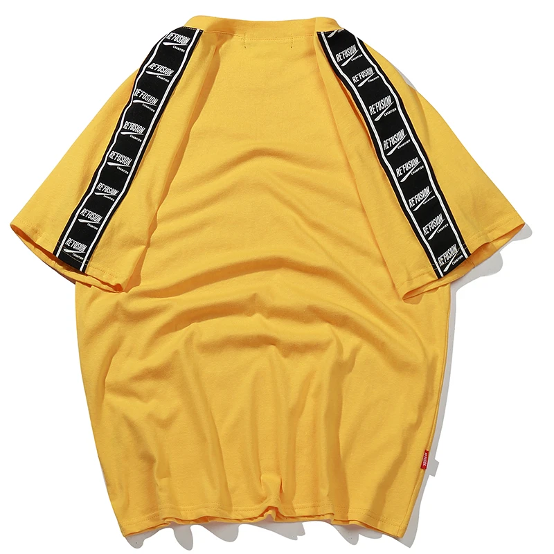 LACIBLE Футболка мужская хип хоп с принтом ленты для короткий рукав японский