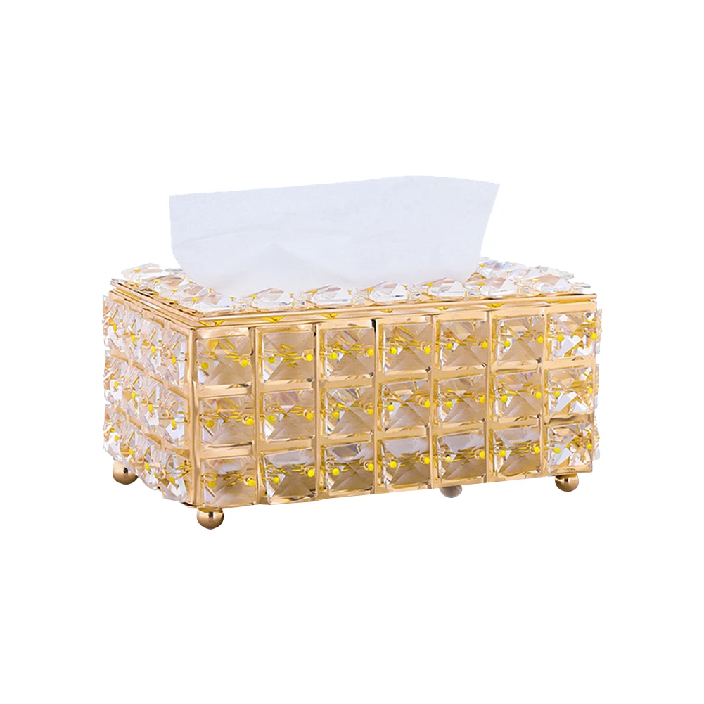 

Crystal Tissue Box Paper Rack Office Table Facial Case Holder Napkin Tray For Home Hotel Car Creative Napkin Tray Decoration
