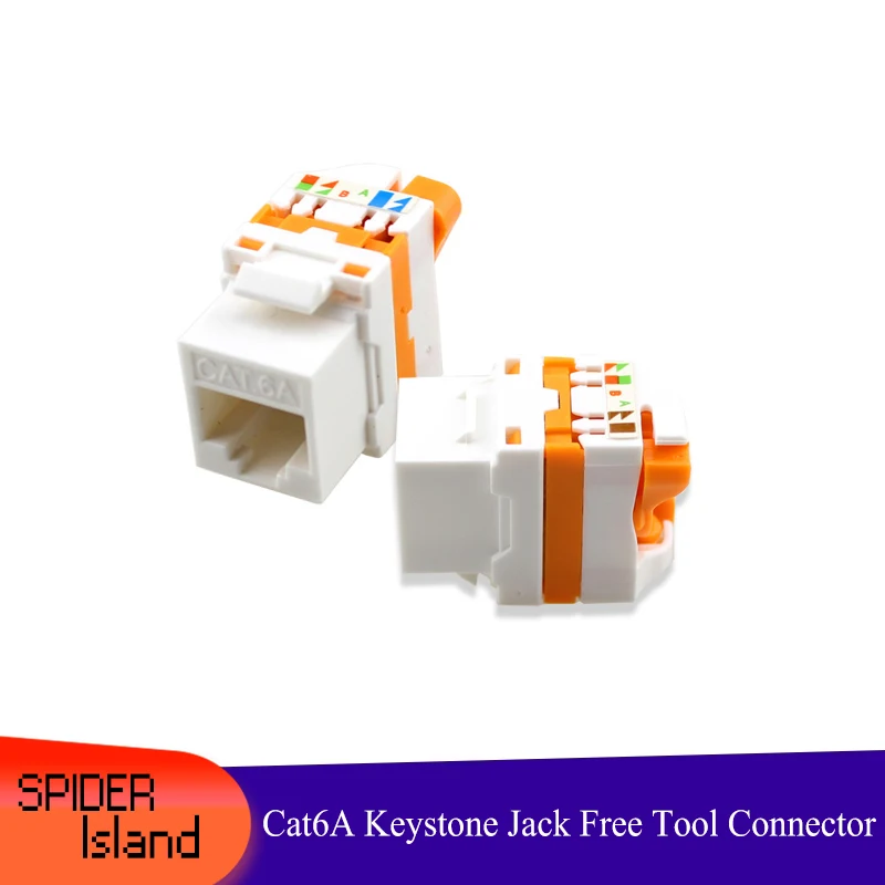 Bestellen Neue 180 Grad Französisch Modul Cat6A Freies Spin Modul RJ45 Modul Netzwerk Keystone Jack Stecker