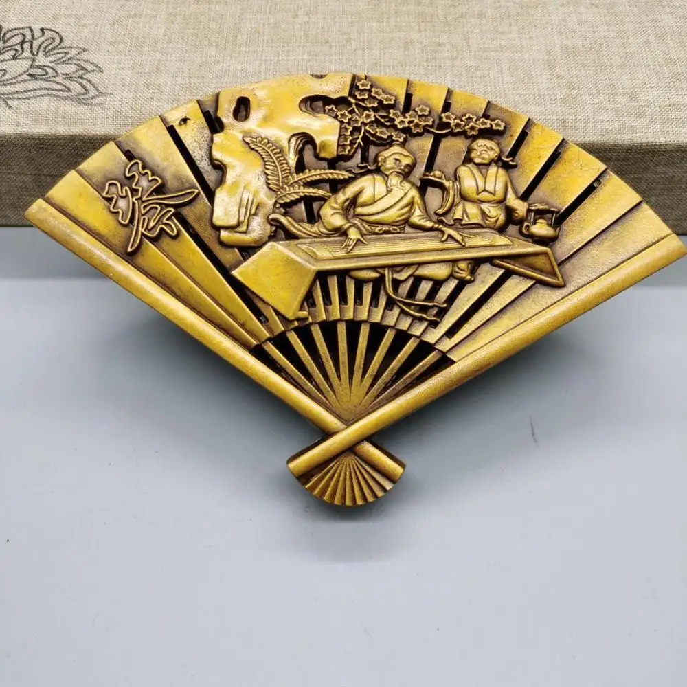 

Exquisite retro fan-shaped ink cartridge copper ornament
