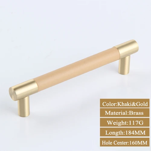 Orange Gold 160MM 1 шт. ручки для шкафа/Ручки Латунный шкаф для шкафа черный/коричневый кожаный дверные ручки высокое качество домашний декор - Цвет: Orange Gold 160MM