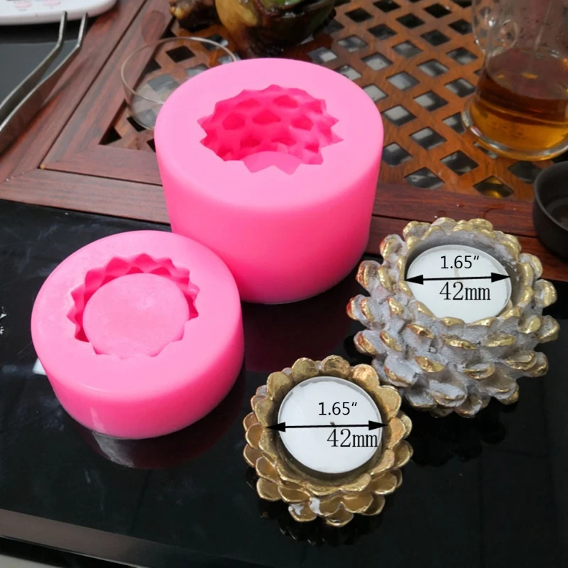 

3D Pine Cone Candle Holder Epoxy Resin Mold Candlestick Silicone Mould DIY Handmade Crafts Home Decoration Casting Tool