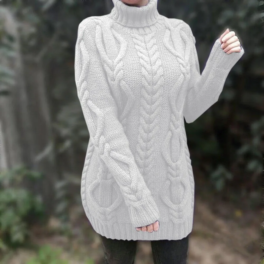 

Новинка Осень-зима 2021, модный Повседневный пуловер, свитер, водолазка, вязаный женский однотонный теплый плотный пуловер с длинным рукавом