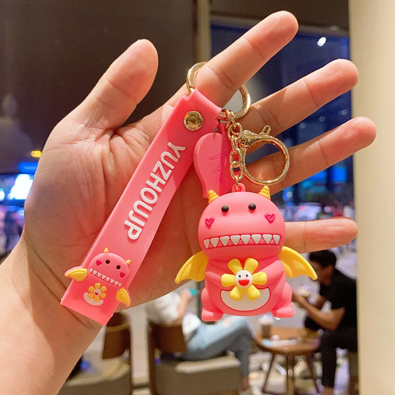 

Dinosaur Doll Anime Keychain Cartoon Silicone Cute Small Fresh Car Bag Pendant Key Ring Couple Creative Exquisite Accessories