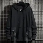 Мужская толстовка в стиле хип-хоп, толстовка с лентами, уличная одежда, пуловер в стиле Харадзюку, хлопковая толстовка с капюшоном для женщин и мужчин, черная осенне-зимняя толстовка, 2022