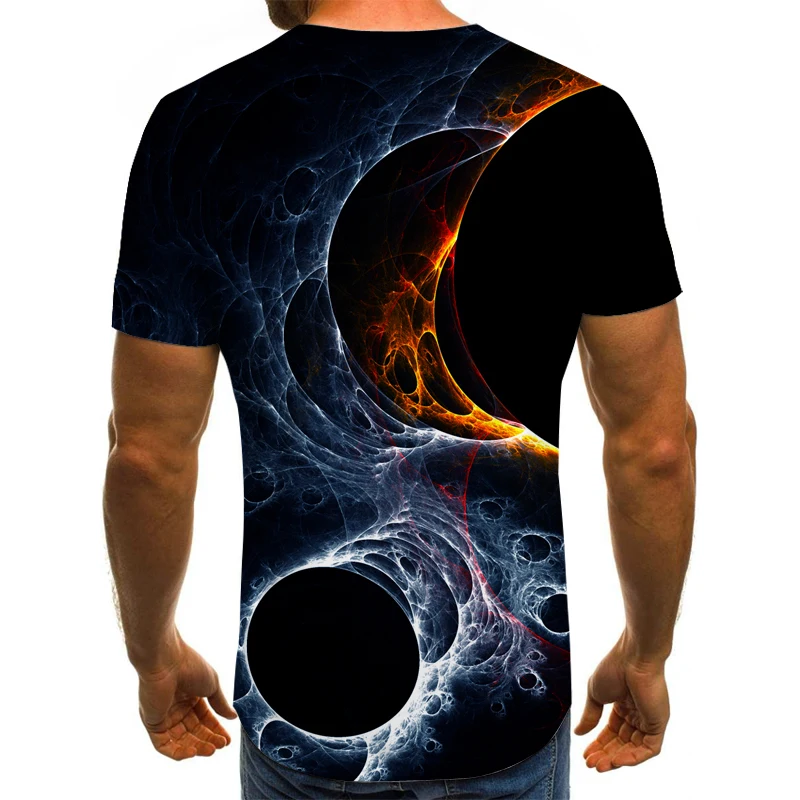 Летняя мужская футболка с 3D принтом в виде пейзажа Мужская летняя черная Пляжная