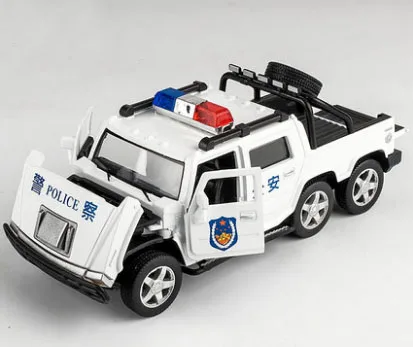 White B 1:32, шесть патронов Hummer, полицейская мигающая литая под давлением модель автомобиля с оттягиванием, четыре двери, открытая модель, игрушки, автомобиль для детей, подарки - Цвет: White B