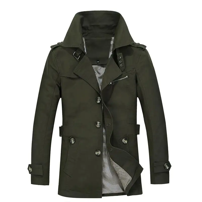 

2019 Hot Korean Fashion Simple Trench The Disassemblability Long -Sleeve With A Hood Outerwear Male Jacket Khaki plus size