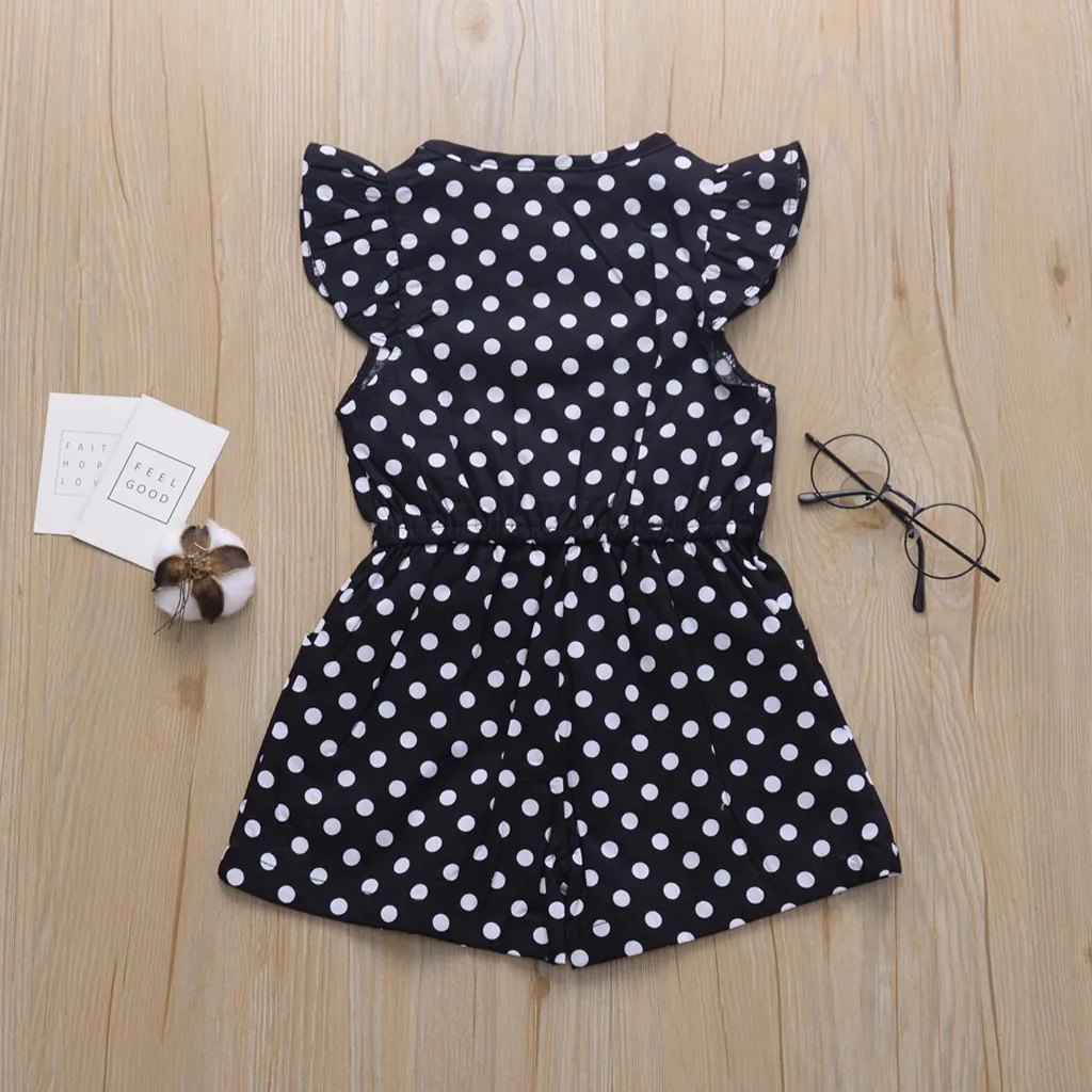 

Baby Kids Jumpsuits Toddler Baby Kids Girls Jumpsuit Sleeveless Dot Print Ribbons Romper Casual Sweet Clothes Jumpsuit