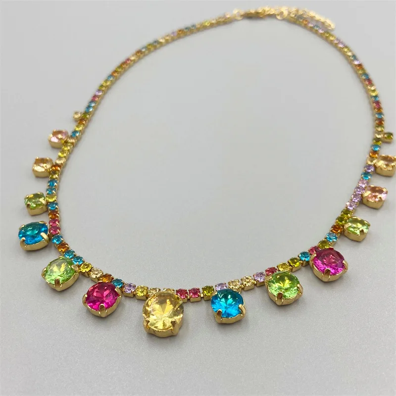 Ожерелье женское с цветными драгоценными камнями элегантное вечернее Ювелирное