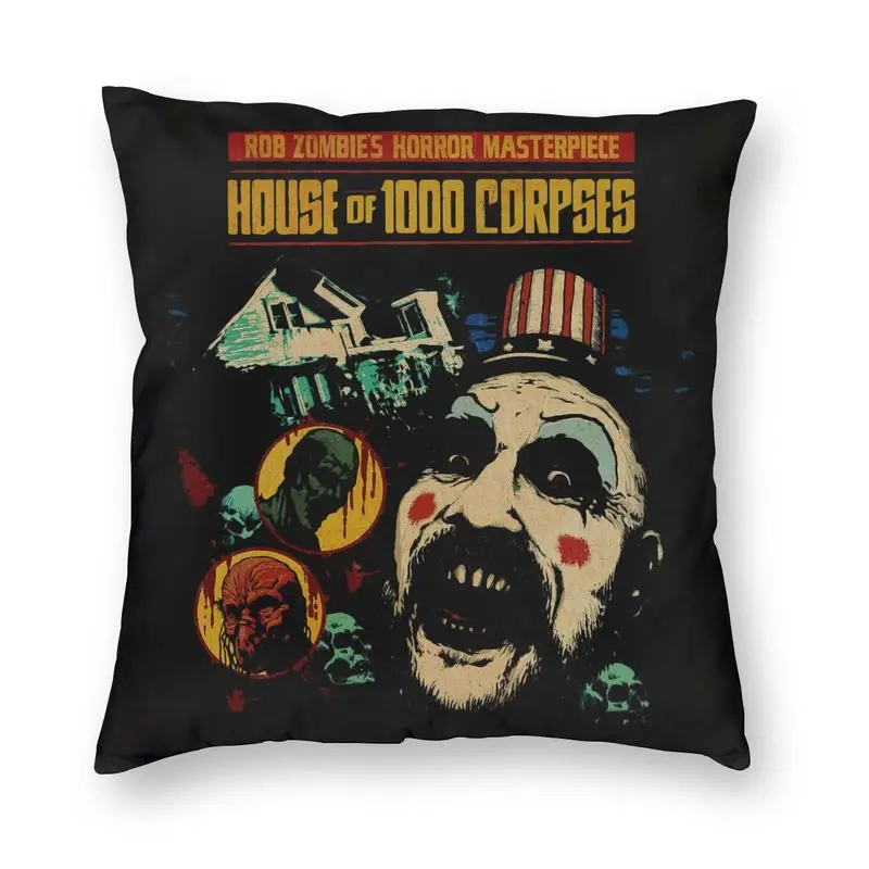 

Квадратная наволочка с изображением дома 1000 трупов, Женская наволочка с изображением страшного капитана спецназа, наволочка для диванной п...