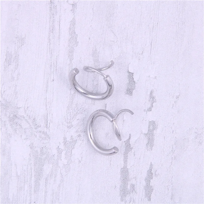Искусственные Двойные серьги спиральный обруч для женщин из нержавеющей стали