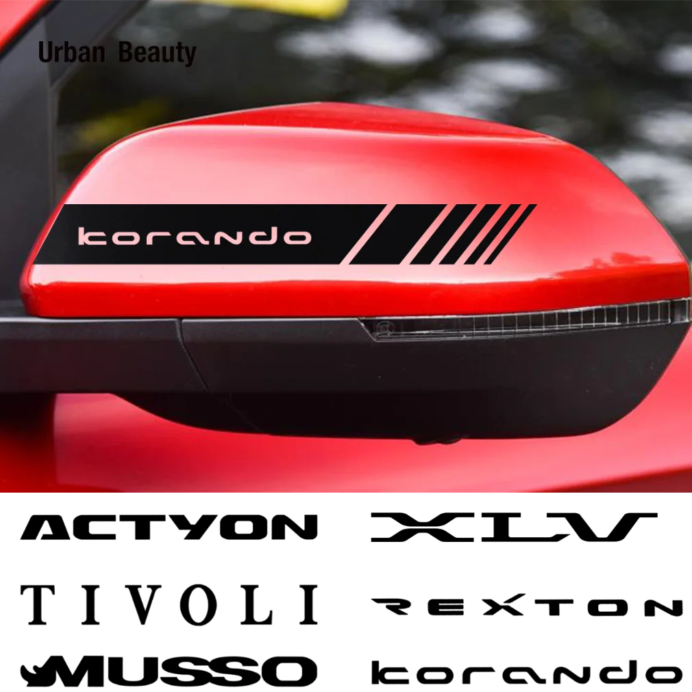 

2PCS Car Rearview Mirror Stickers Vinyl Film Decals For Ssangyong Actyon Korando Kyron Musso Grand Rexton RHINQ Auto Accessories
