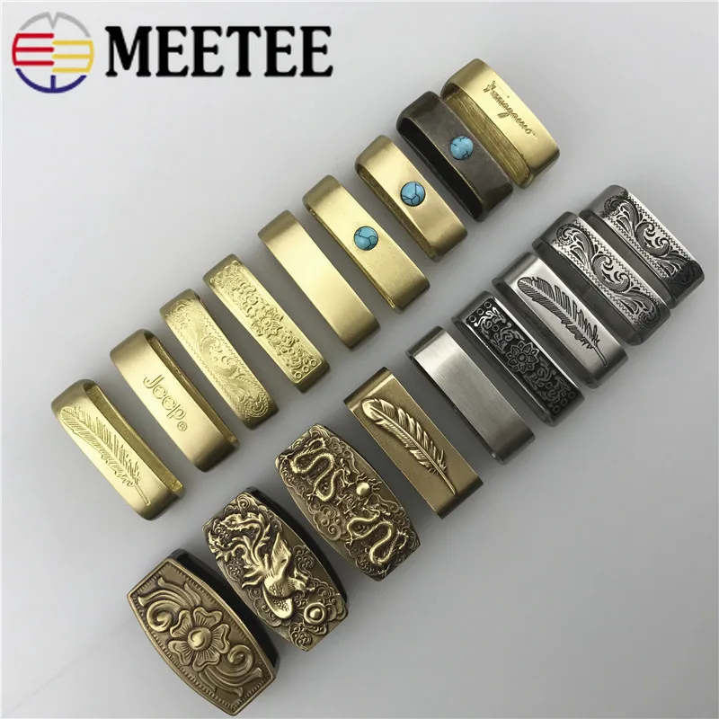 Meetee 4 шт. 25-40 мм Твердый латунный нержавеющий металлические пряжки для ремня кольцо Петля для ремня медный ремешок кольцо DIY ремесло Кожаное украшение