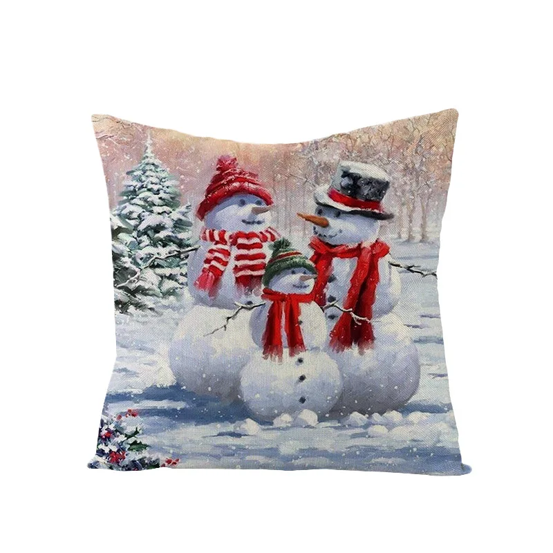 Christmas cushion cover 45*45 Pillowcase Cartoon Snowman sofa cushions Pillow cases Cotton Linen pillow covers Home Decor 0263 | Дом и сад