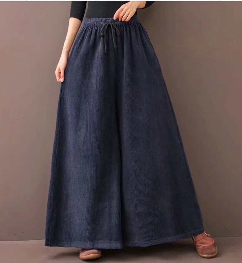 Весна Осень 2020 женские брюки большого размера свободные вельветовые Новая