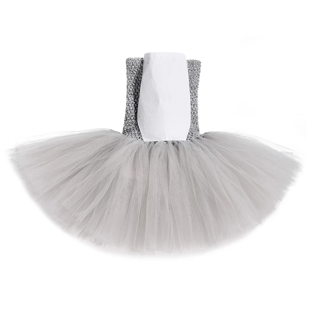 

1set Gray Elephant Girls Tutu Dress Outfit Animal Theme Toddler Baby Girl Birthday Party Dress Fancy Halloween Costume For Kids