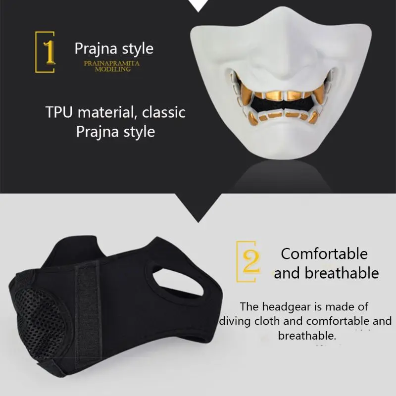 Половина косплей с маской для Лица Кабуки самурайский дьявол Тактический